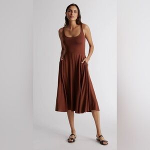 Quince - Brown Stretch Cotton Tank Dress